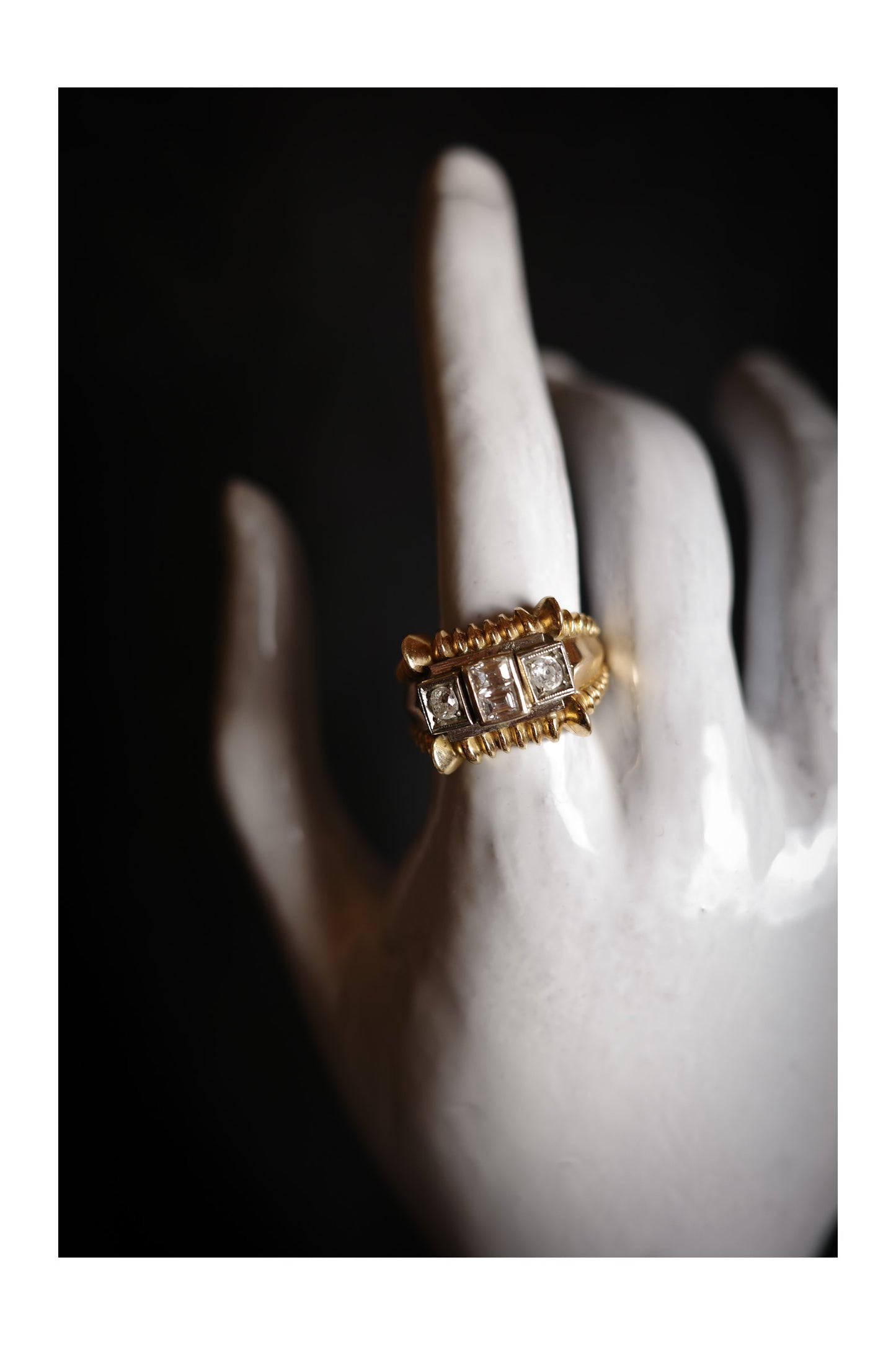 1940s Post-Art Deco Diamond Ring in 18K Yellow Gold