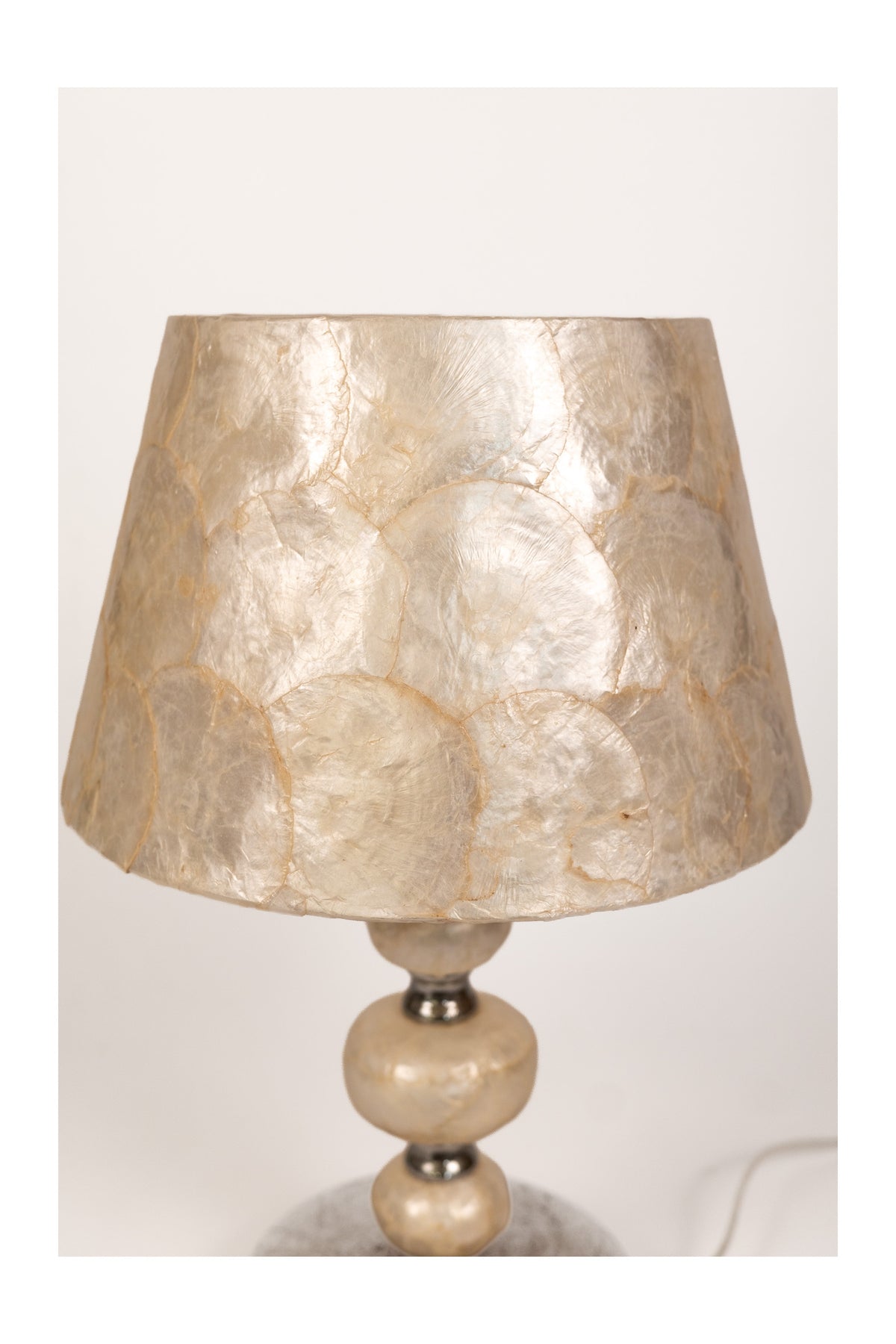 2000s Spanish Mother of Pearl Tiered Lamp