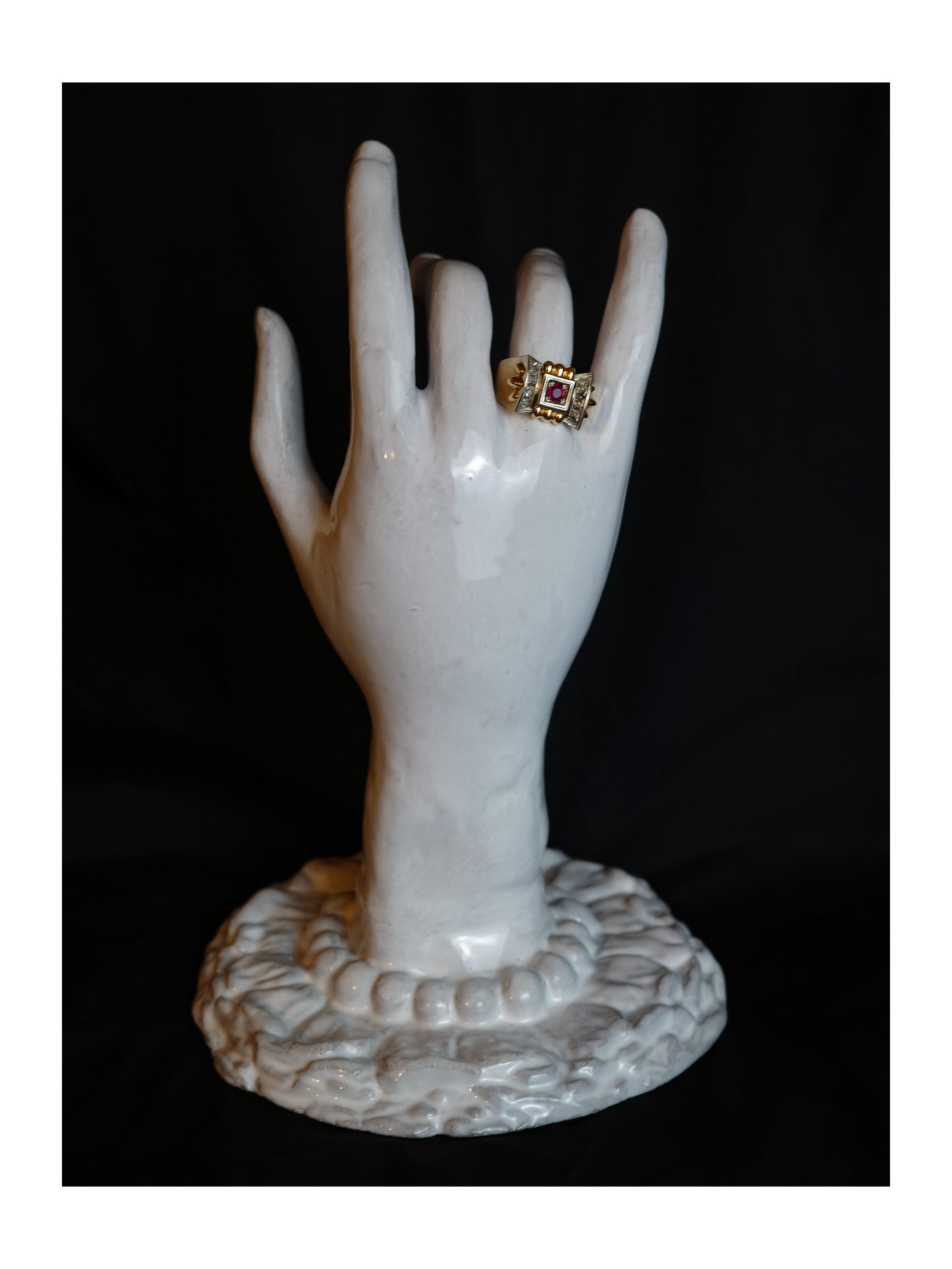 1940s Late Art Deco Ruby & Diamond Ring in 18K Rose Gold