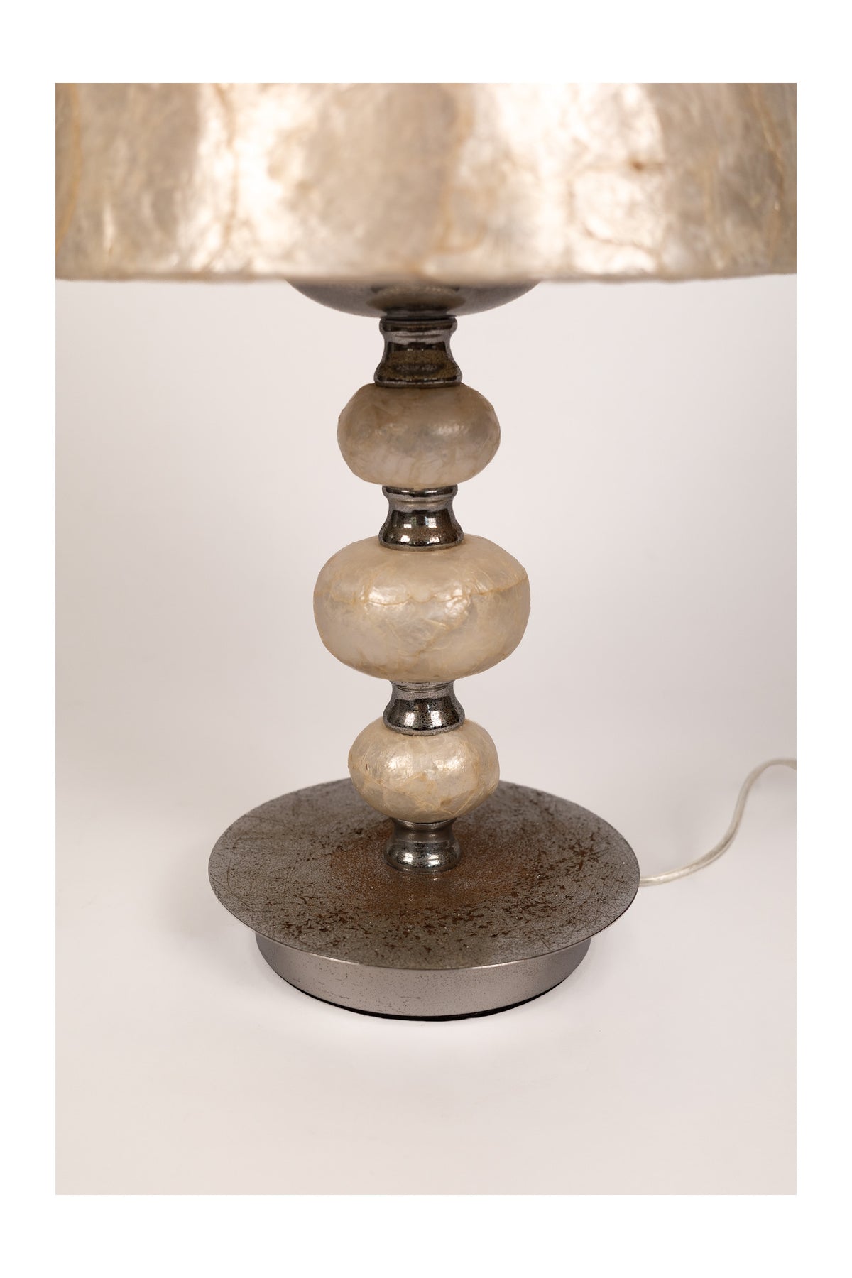 2000s Spanish Mother of Pearl Tiered Lamp