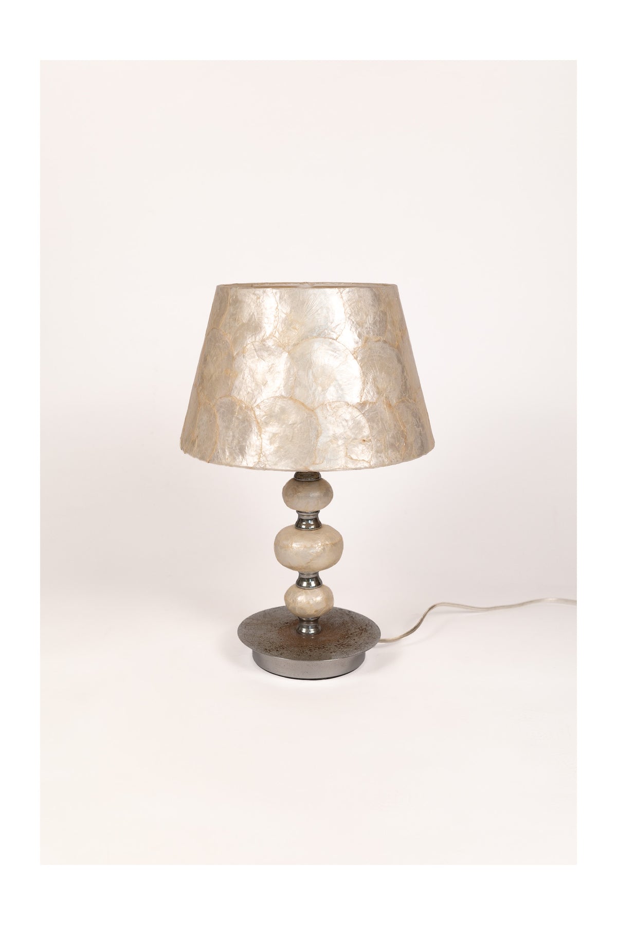 2000s Spanish Mother of Pearl Tiered Lamp